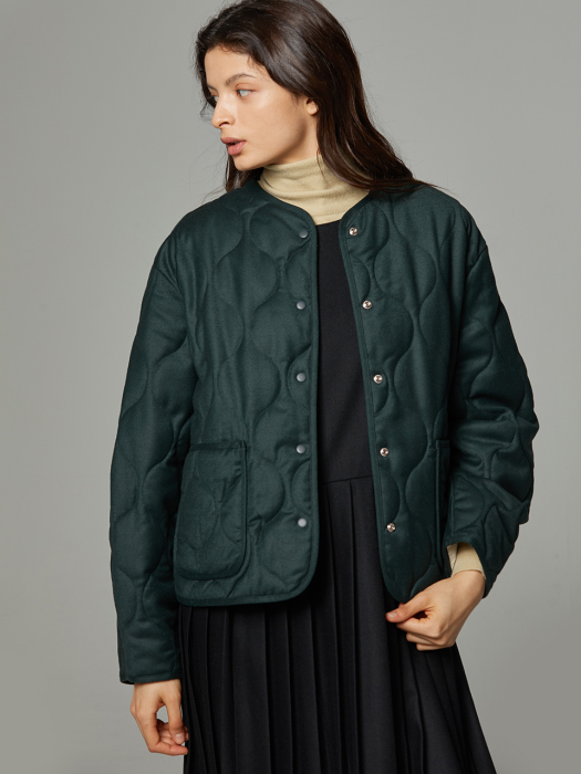 Wool quilting jacket dark green