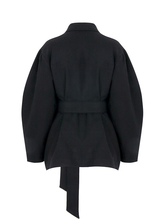 MUSE BALLOON SLEEVE LINEN JACKET_BLACK (EEOO1JKR03W)