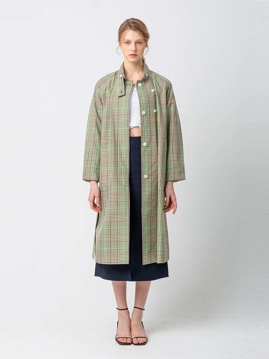 Oversize check trench coat_GREEN