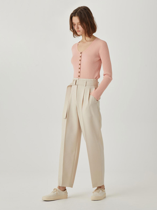 Belted High-rise Trousers [CREAM BEIGE] JYPA1B900I1