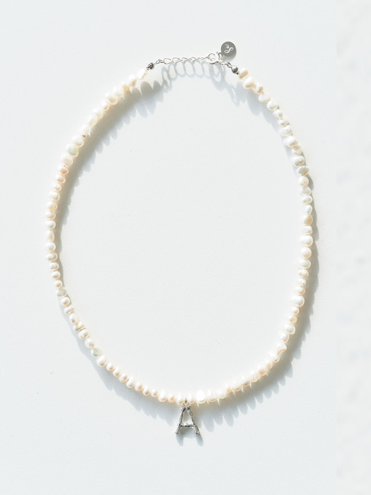 silver925 simple initial pearl nk