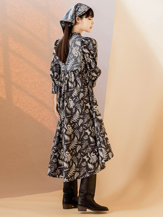 Puff Sleeve Between leaf Dress