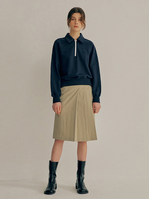 PLEATS MIDDLE SKIRT_OLIVE