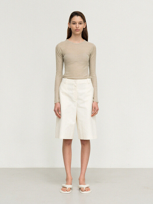 linen wide bermuda shorts (cream)