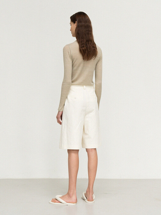 linen wide bermuda shorts (cream)