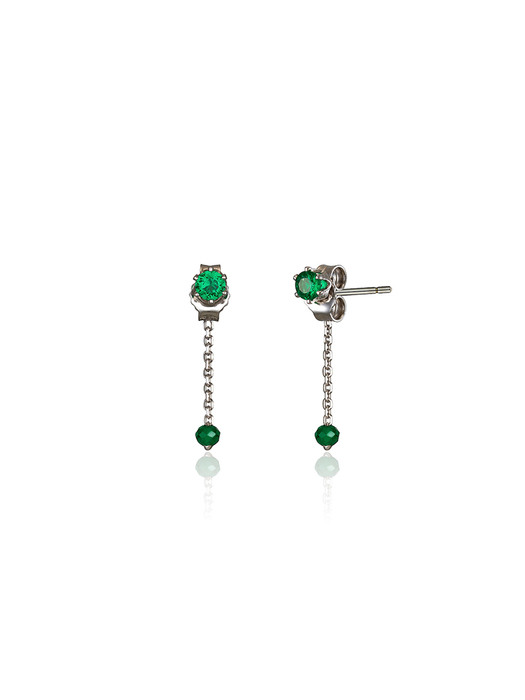 [silver925]green quartz earring