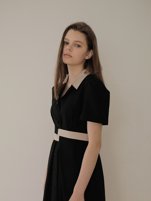 SUMMER COLOR COMBI DRESS/BLACK