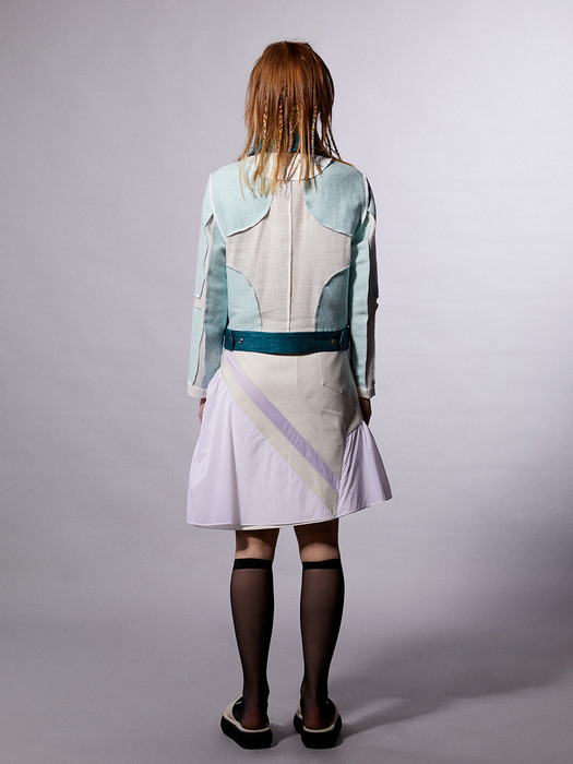 White Puff Detail Asymmetric Wrap Skirt 