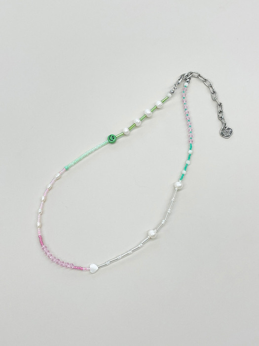 [Two-way]Apple Mint Variation Beads Necklace