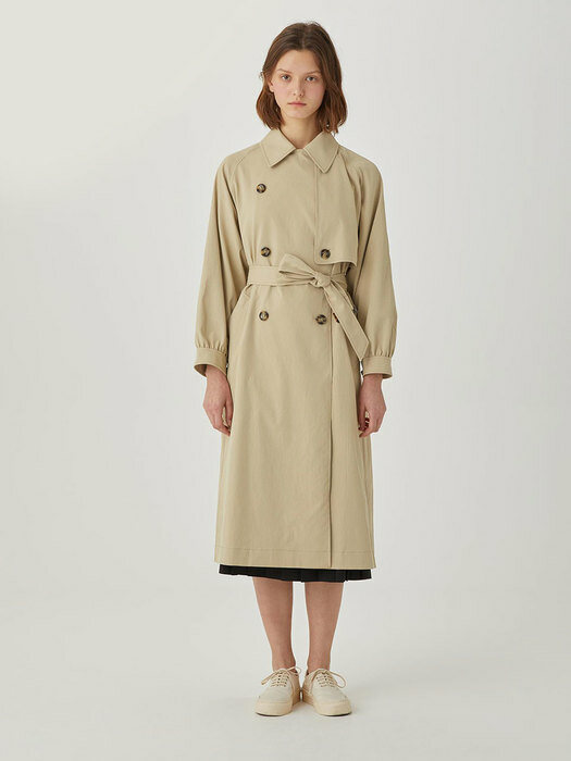 Shirred Sleeve Trench Coat [SOFT KHAKI] JYTR1B900I1