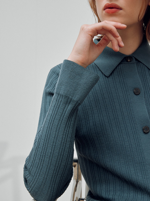 [Premium][ X RePLAIN] Collar Rib Knitted Top_3color