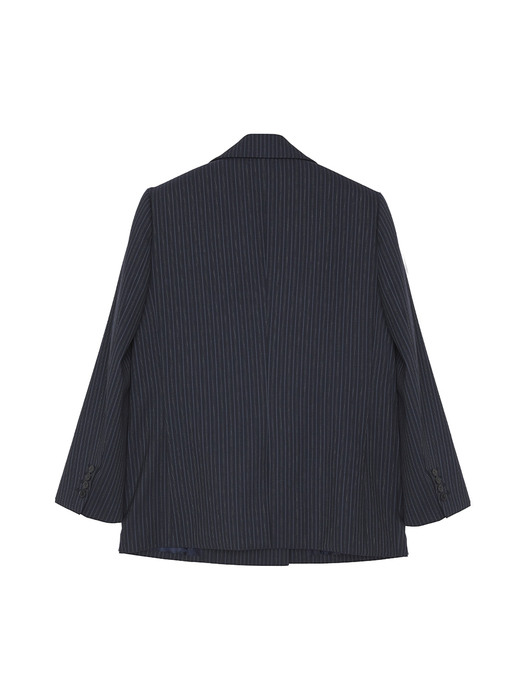 Oversized Double Breasted Jacket / Navy Pin Stripe