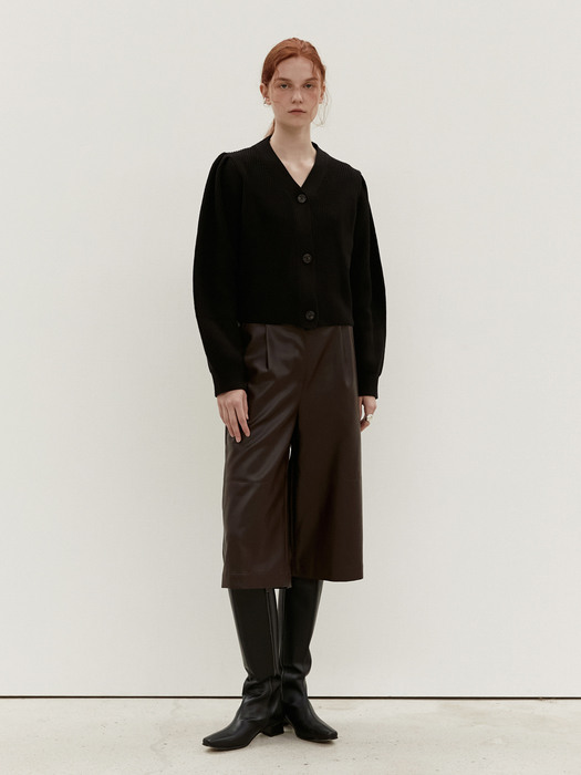 TOF ECO LEATHER BERMUDA PANTS BROWN