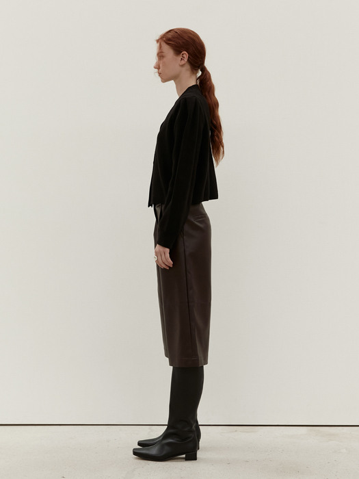 TOF ECO LEATHER BERMUDA PANTS BROWN