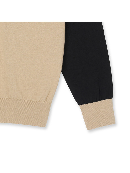 Two Tone Raglan Crewneck_Beige