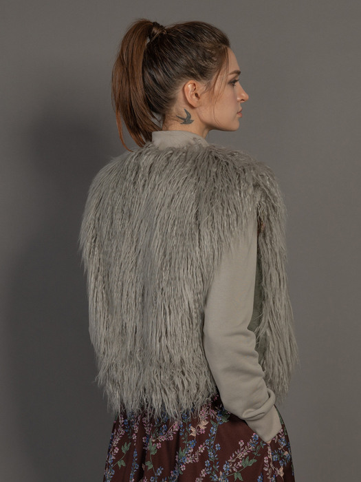 pink katiacho ECO FUR VEST GRACE GREY