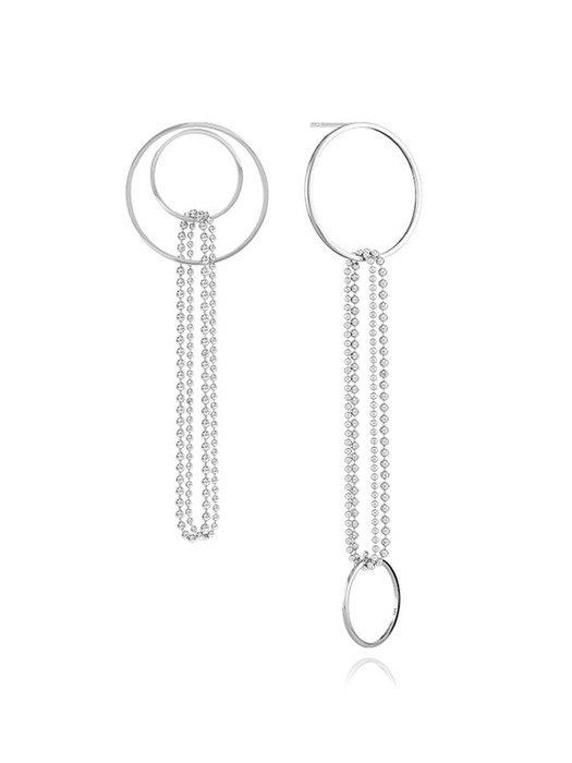 [Silver 925] Two-Way Double Hoop drop Earrings