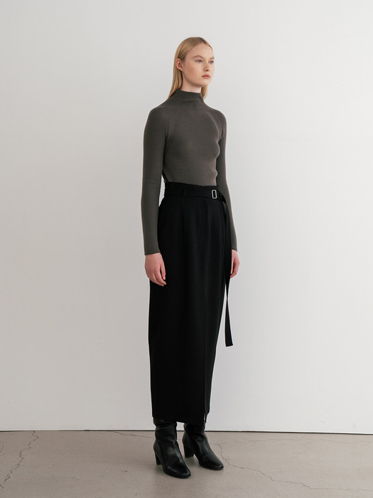 Front Slit Belted Skirt (JUJK101-15)