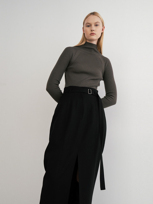 Front Slit Belted Skirt (JUJK101-15)