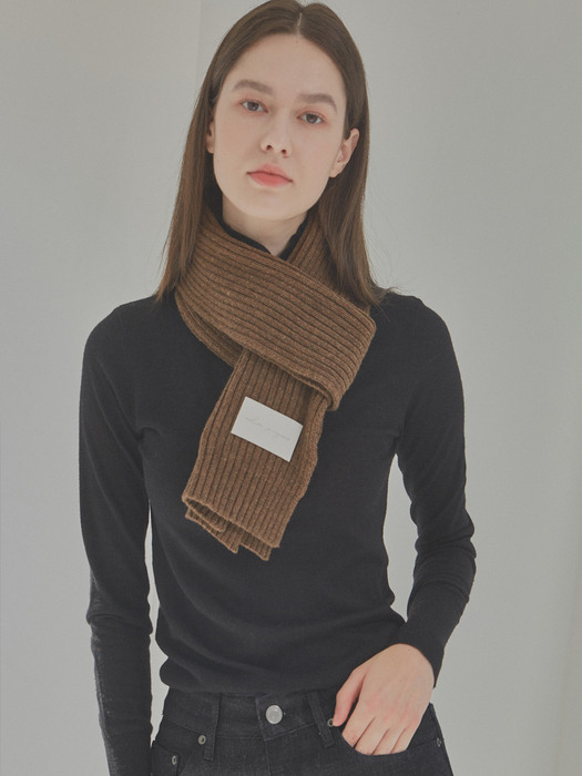 mini wool knit muffler_brown