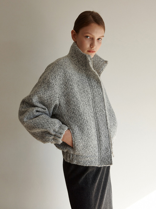 TOW HERRINGBONE TWEED HIGH NECK WOOL JUMPER_2 COLOR