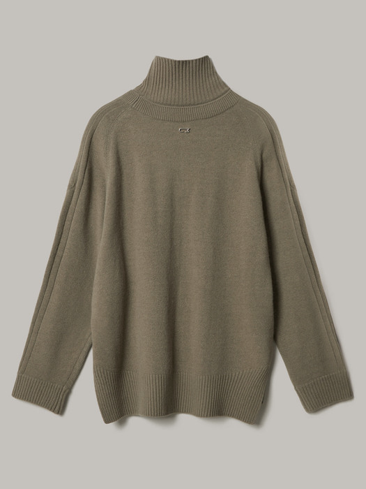 superfine tasmanian wool 100% layered turtleneck_Green tea