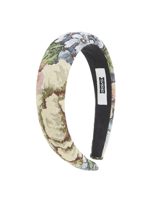[EXCLUSIVE] Floral Jacquard Padded Hairband - Beige Multi