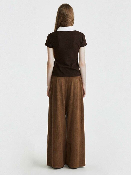 21AW Flap Detail Suede Trousers-Brown