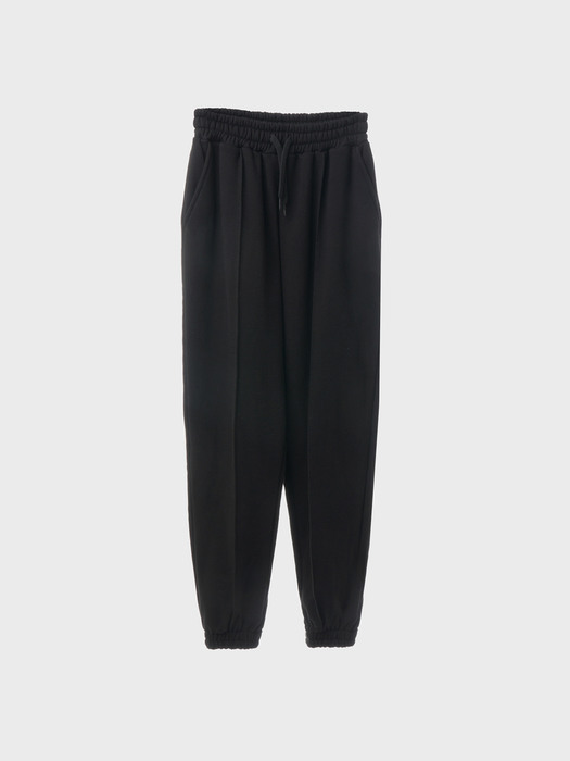 Drawstring-Waist Cotton-Jersey Track Pants[Black(UNISEX)]_UTP-FP01