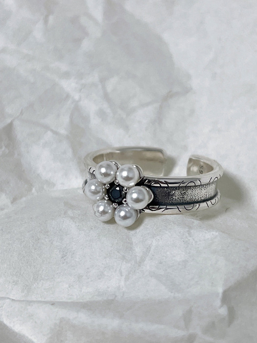silver925 flower pearl ring