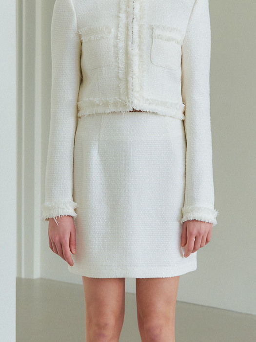 TWEED MINI SKIRT_IVORY