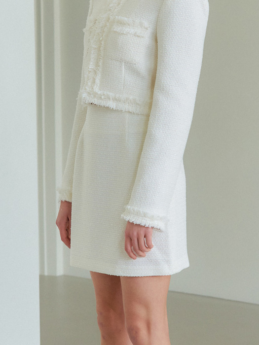 TWEED MINI SKIRT_IVORY