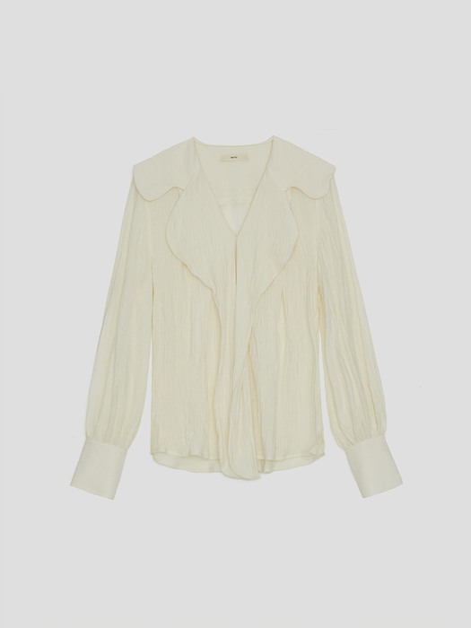 MATERA RAYON RUFFLE COLLAR BLOUSE (IVORY)