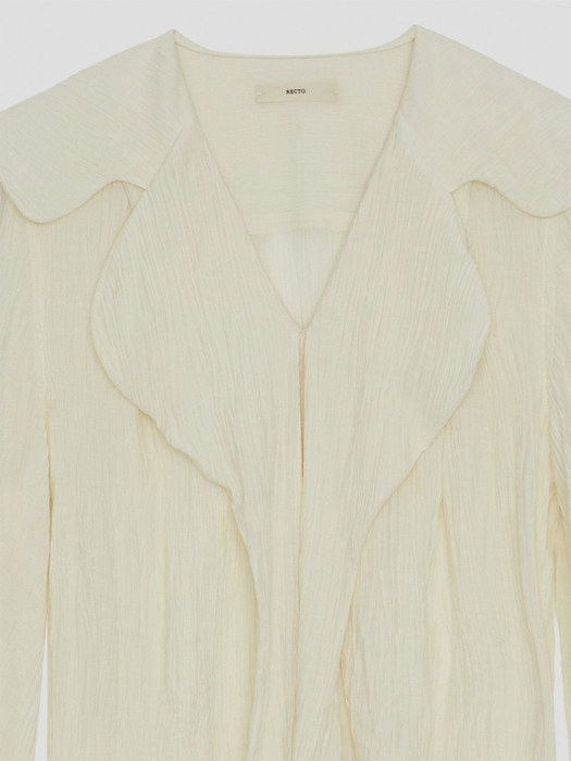 MATERA RAYON RUFFLE COLLAR BLOUSE (IVORY)