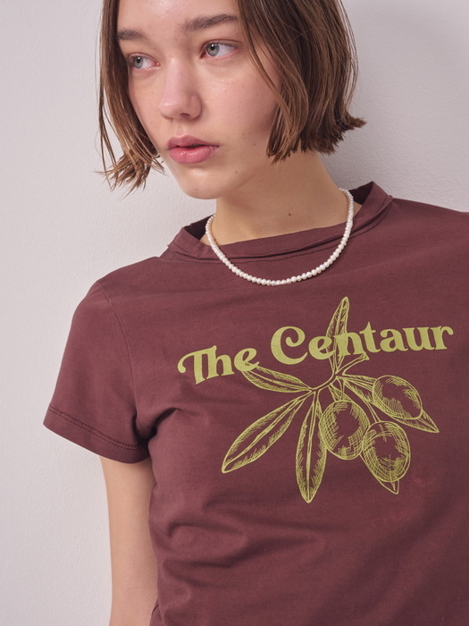 [TC22SSTOP14BR] OLIVE CROPPED TSHIRT [BROWN]