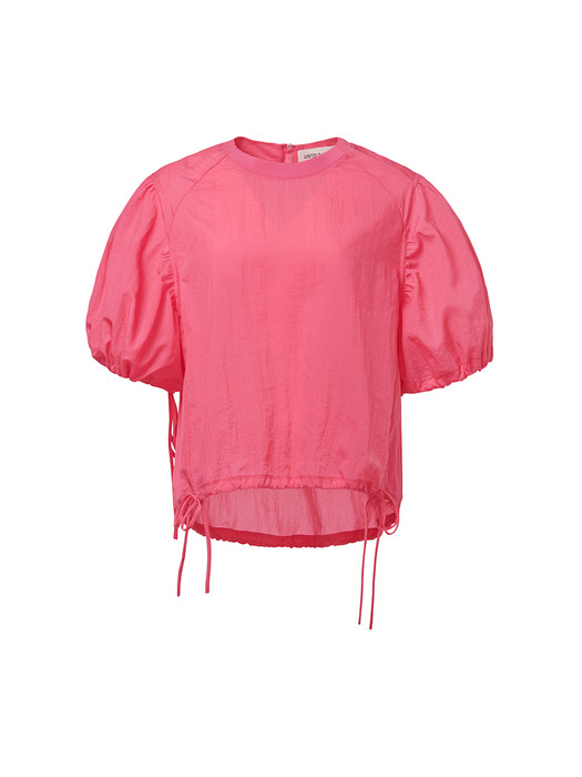 PUFF SLEEVE ROUND NECK BLOUSE_PINK [U1M0B40422]