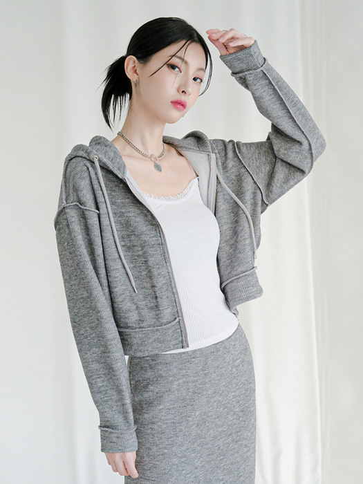 Golji crop hoodie zip-up grey