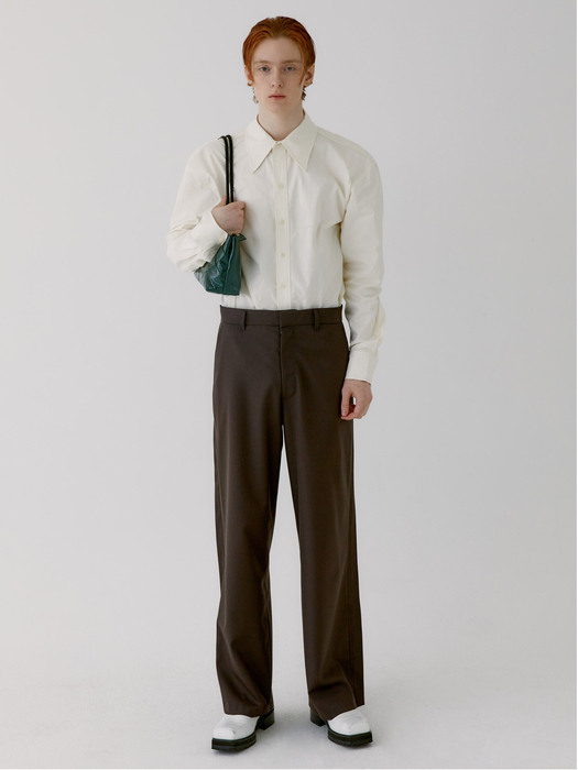 RIVER WAVE WOOL TROUSER [BROWN]