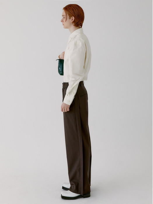 RIVER WAVE WOOL TROUSER [BROWN]