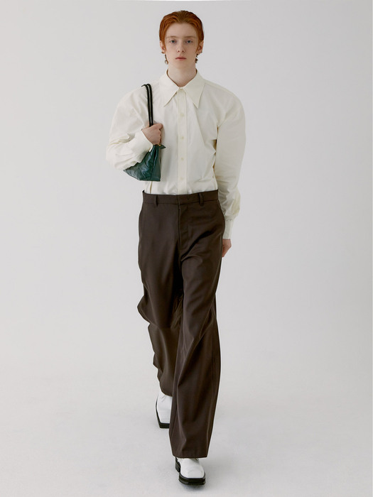 RIVER WAVE WOOL TROUSER [BROWN]