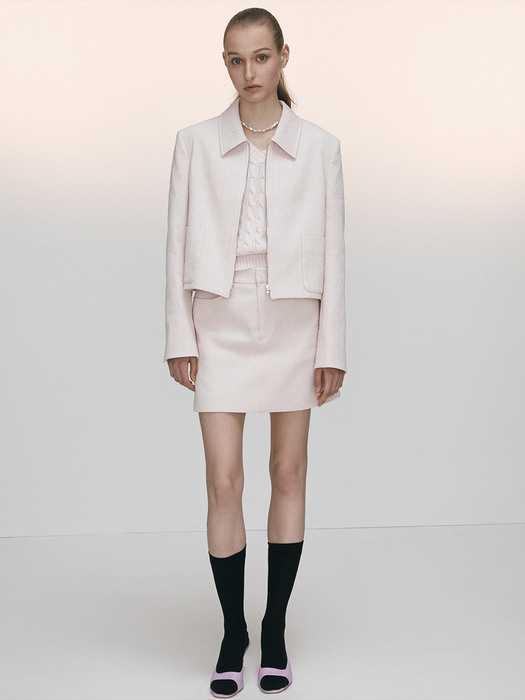 [EXCLUSIVE] Jacquard Short Skirt / Light Pink