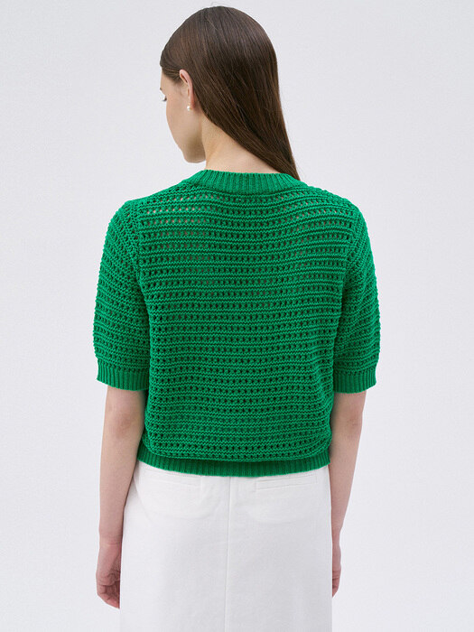 [단독]Crochet V Cardigan-Green