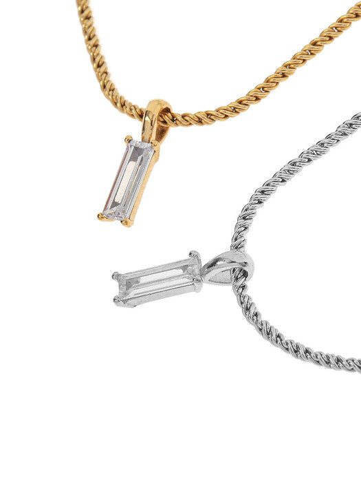 [GRAY Collection] Baguette Stone Rope Necklace