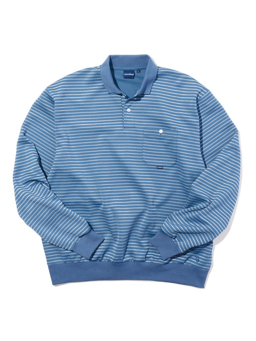 인터브리드 폴로 티셔츠 Jacquard Border Polo Smoke Blue