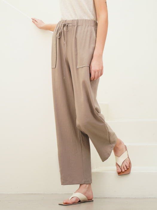 Linen String Wide Pants_Ivory