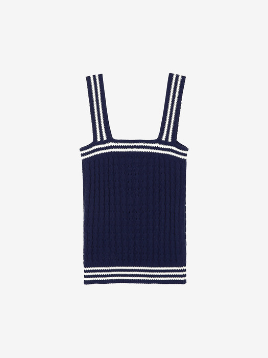 KAHUKU Sleeveless knit top (Navy&White)