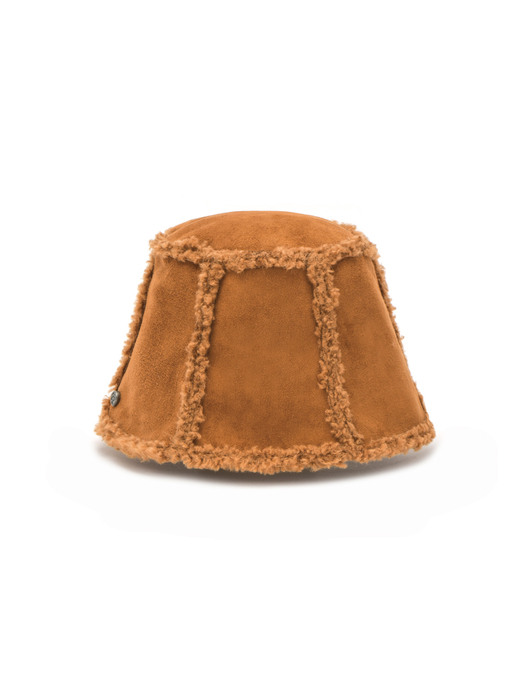 [Life PORTRAIT] Shearling reversible bucket hat in Camel