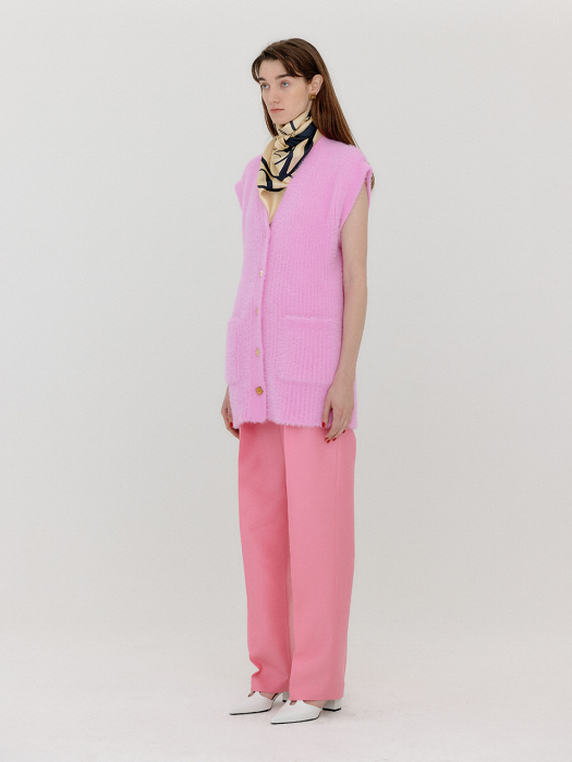 VIVI Oversized Knit Vest - Light Pink