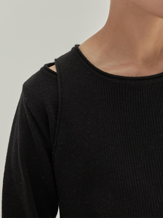wool knit top (black)