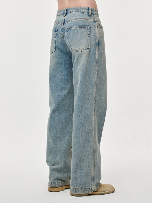 DP630 Wide Leg Denim Pants (Washed Blue)